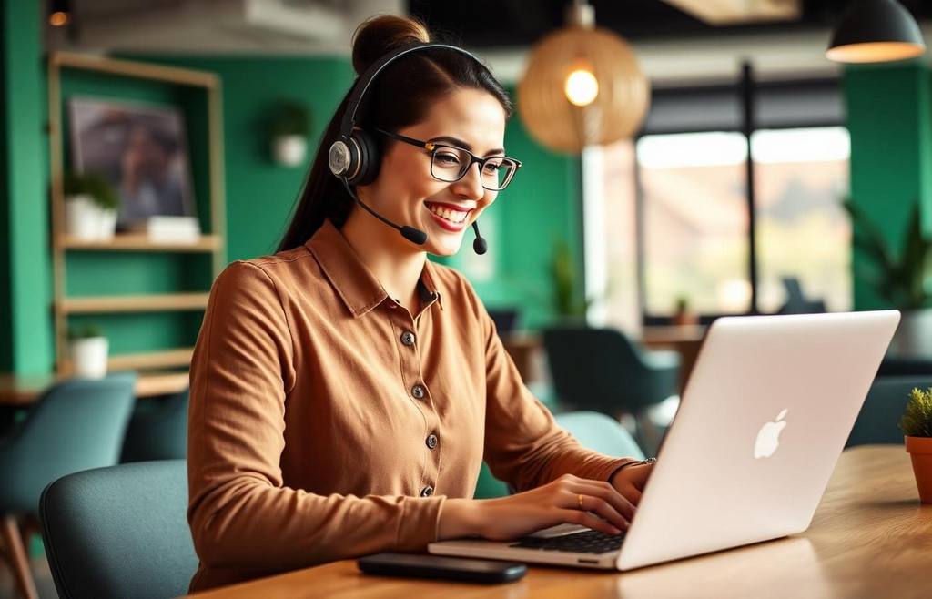 Customer support specialist on a headset